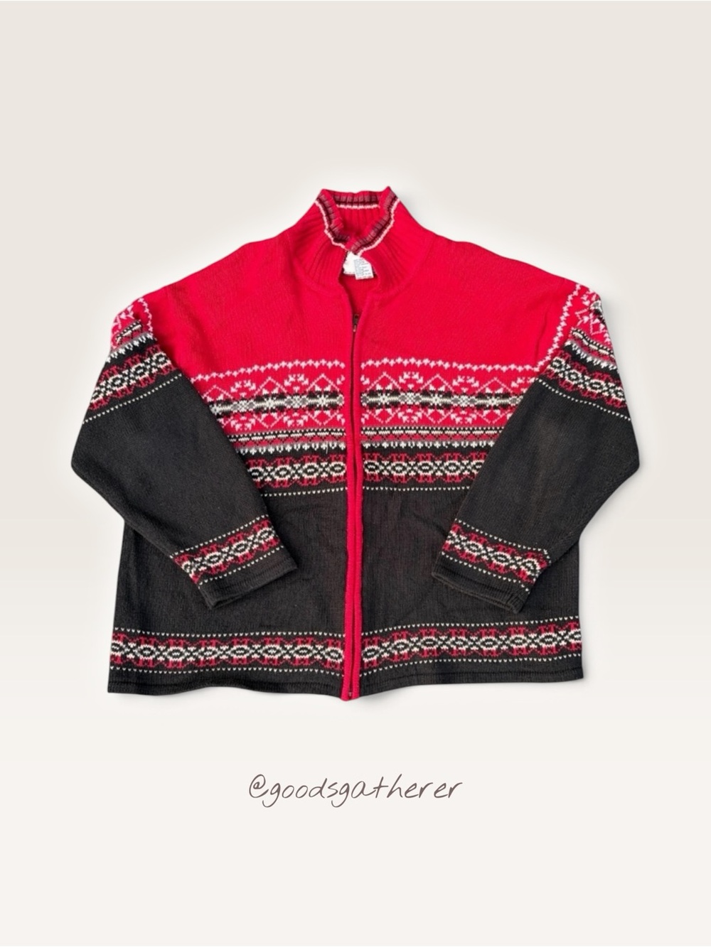 VINTAGE Y2K Tiara Women Fair Isle Nordic Zip Sweater 18/20 Cotton